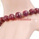 Natural red Ruby beads gemstone & silver bracelet
