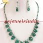 2 Strand Natural emerald gemstone & silver Necklace
