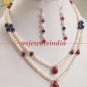sapphire,ruby & pearl beads gemstone with silver string