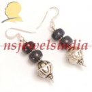 natural sapphire gemstone with silver beads earring