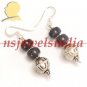 natural sapphire gemstone with silver beads earring