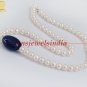 Natural water pearl & sapphire beads gemstone necklace