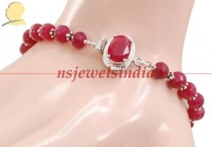 stunning natural Ruby gemstone beads & silver Bracelet