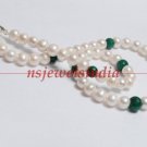 Handmade fresh water pearl & emerald gemstone necklace