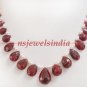 natural ruby & pearl gemstone with silver necklace