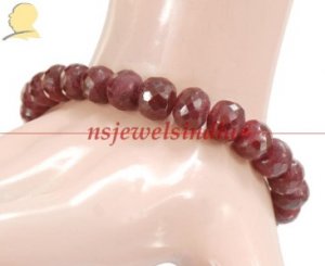 Handcrafted natural red ruby & silver beads bracelet