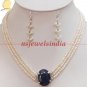 Natural fresh water pearl & sapphire gemstone necklace