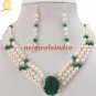 stunning pearl & silver emerald gemstone clasp string