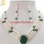 stunning pearl & silver emerald gemstone clasp string