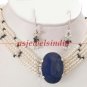 natural pearl & silver sapphire gemstone clasp string