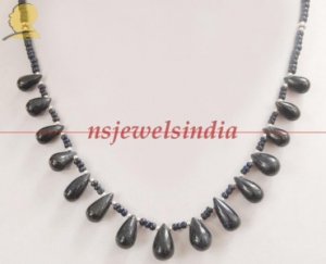 Handcrafted sapphire drop gemstone with silver necklace