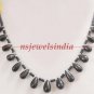 Handcrafted sapphire drop gemstone with silver necklace