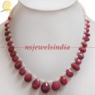 fresh water pearl & ruby gemstone with silver necklace