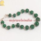 Handcrafted natural emerald gemstone & silver bracelet