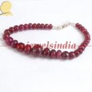 stunning Natural cabochon beads ruby & silver bracelet