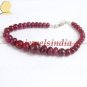 stunning Natural cabochon beads ruby & silver bracelet