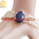 Magnificent natural pearl gemstone & silver bracelet