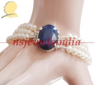 Magnificent natural pearl gemstone & silver bracelet
