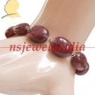 natural Cabochon ruby beads gemstone & silver bracelet
