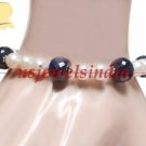 pearl & sapphire beaded gemstone with silver bracelet