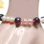 pearl & sapphire beaded gemstone with silver bracelet