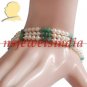 emerald & pearl beads gemstone with silver bracelet