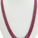 3 Strand Handcrafted African Red Ruby Beaded Necklace
