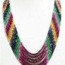 Colombian Emerald Ruby Sapphire Strand Beaded Necklace~