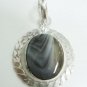6.88gm Handcrafted natural onyx gemstone silver pendant