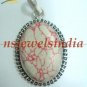 13.36gms Designer Natural agate gemstone silver pendant