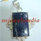 9.41gms Handmade natural  lapis gemstone silver pendant