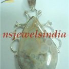 11.63gms Handcrafted agate gemstone & silver pendant