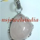 11.83gms Rose quartz color  gemstone & silver pendant