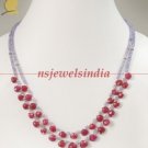 Designer natural blue & Ruby drop gemstone string