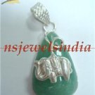 14.43gms flourite color onyx gemstone & silver pendant