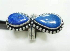 8.21gms Handcrafted natural lapis gemstone silver ring