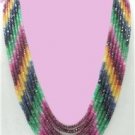 Natural sapphire,ruby & emerald bead gemstone necklace