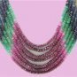 Natural sapphire,ruby & emerald bead gemstone necklace