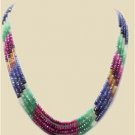 Stunning ruby,sapphire & emerald bead gemstone necklace