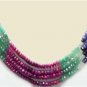 Stunning ruby,sapphire & emerald bead gemstone necklace