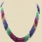 Stunning ruby,sapphire & emerald bead gemstone necklace