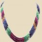 Stunning ruby,sapphire & emerald bead gemstone necklace