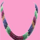 Handcrafted emerald,sapphire & ruby gemstone necklace