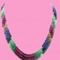 Handcrafted emerald,sapphire & ruby gemstone necklace