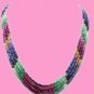 Handcrafted emerald,sapphire & ruby gemstone necklace