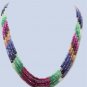Natural emerald,sapphire & ruby beads gemstone necklace