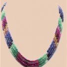 Handmade ruby,sapphire & emerald bead gemstone necklace