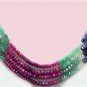 Handmade ruby,sapphire & emerald bead gemstone necklace