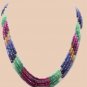Handmade ruby,sapphire & emerald bead gemstone necklace