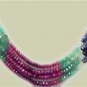 Designer emerald,sapphire & ruby bead gemstone necklace